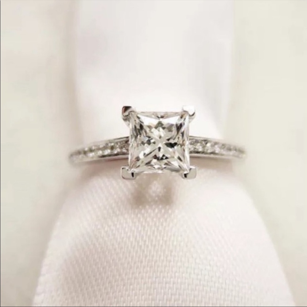 NEW 925 STERLING SILVER DIAMOND ENGAGEMENT RING - Picture 2 of 4